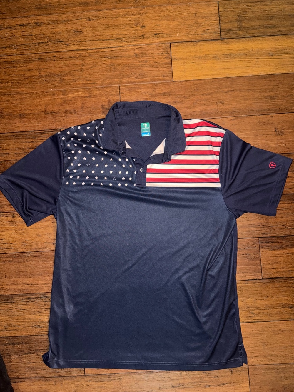 🇺🇸 Pro Tour USA Flag Golf Polo Shirt XL Patriotic Performance Polo